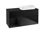 Villeroy und Boch Finion Waschtischunterschrank F682PDPD 120x60,3x50,1cm, Regal links Black matt lacquer, Black matt lacquer