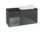 Villeroy und Boch Finion Waschtischunterschrank F682GMHG 120x60,3x50,1cm, Regal links Olive Matt Lacquer, Midnight Blue Matt Lacquer