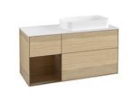 Villeroy und Boch Finion Waschtischunterschrank F681GNPC 120x60,3x50,1cm, Regal links Walnut veneer, Oak Veneer