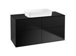 Villeroy und Boch Finion Waschtischunterschrank G67200PD 120x60,3x50,1cm, Glass Black Matt, Black matt lacquer