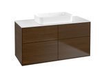 Villeroy und Boch Finion Waschtischunterschrank G67100GN 120x60,3x50,1cm, Glass White Matt, Walnut veneer