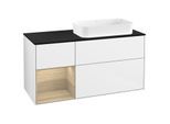 Villeroy und Boch Finion Waschtischunterschrank G682PCGF 120x60,3x50,1cm, Regal links Oak Veneer, Glossy white lacquer