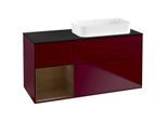 Villeroy und Boch Finion Waschtischunterschrank G682GNHB 120x60,3x50,1cm, Regal links Walnut veneer, Peony Matt