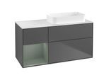 Villeroy und Boch Finion Waschtischunterschrank G681GMGK 120x60,3x50,1cm, Regal links Olive Matt Lacquer, Anthracite matt