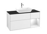 Villeroy und Boch Finion Waschtischunterschrank G832GFGF 120cm, Abdeckplatte black matt, Emotion, Regale Glossy white lacquer, Glossy white lacquer