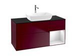 Villeroy und Boch Finion Waschtischunterschrank G832MTHB 120cm, Abdeckplatte black matt, Emotion, Regale White matt lacquer, Peony Matt