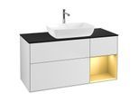 Villeroy und Boch Finion Waschtischunterschrank G832HFMT 120cm, Abdeckplatte black matt, Emotion, Regale Gold matt lacquer, White matt lacquer