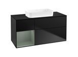 Villeroy und Boch Finion Waschtischunterschrank G702GMPD 120x60,3x50,1cm, Regal rechts Olive Matt Lacquer, Black matt lacquer