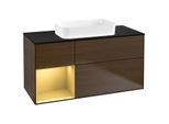 Villeroy und Boch Finion Waschtischunterschrank G702HFGN 120x60,3x50,1cm, Regal rechts Gold matt, Walnut veneer
