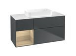 Villeroy und Boch Finion Waschtischunterschrank G701PCHG 120x60,3x50,1cm, Regal rechts Oak Veneer, Midnight Blue Matt Lacquer