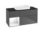 Villeroy und Boch Finion Waschtischunterschrank F702GFGK 120x60,3x50,1cm, Regal links Glossy white lacquer, Anthracite matt