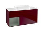 Villeroy und Boch Finion Waschtischunterschrank F701GMHB 120x60,3x50,1cm, Regal links Olive Matt Lacquer, Peony Matt