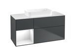 Villeroy und Boch Finion Waschtischunterschrank F701GFHG 120x60,3x50,1cm, Regal links Glossy white lacquer, Midnight Blue Matt Lacquer