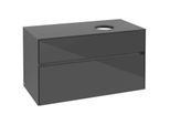 Villeroy und Boch Collaro Waschtischunterschrank C04000FP 100 x 54,8 x 50 cm, Waschtisch rechts, Glossy Grey