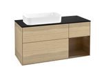 Villeroy und Boch Finion Waschtischunterschrank G692GNPC 120x60,3x50,1cm, Regal rechts Walnut veneer, Oak Veneer