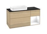 Villeroy und Boch Finion Waschtischunterschrank F692GFPC 120x60,3x50,1cm, Regal rechts Glossy white lacquer, Oak Veneer