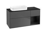Villeroy und Boch Finion Waschtischunterschrank F692PDGK 120x60,3x50,1cm, Regal rechts Black matt lacquer, Anthracite matt