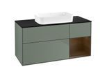 Villeroy und Boch Finion Waschtischunterschrank G712GNGM 120x60,3x50,1cm, Regal rechts Walnut veneer, Olive Matt Lacquer