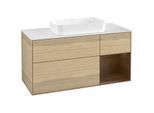 Villeroy und Boch Finion Waschtischunterschrank G711GNPC 120x60,3x50,1cm, Regal rechts Walnut veneer, Oak Veneer