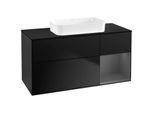 Villeroy und Boch Finion Waschtischunterschrank F712GKPD 120x60,3x50,1cm, Regal rechts Anthracite matt, Black matt lacquer