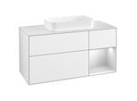 Villeroy und Boch Finion Waschtischunterschrank F711MTGF 120x60,3x50,1cm, Regal rechts White matt lacquer, Glossy white lacquer