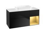 Villeroy und Boch Finion Waschtischunterschrank F711HFPD 120x60,3x50,1cm, Regal rechts Gold matt, Black matt lacquer