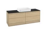 Villeroy und Boch Finion Waschtischunterschrank G73200PC 160x60,3x50,1cm, Glass Black Matt, Oak Veneer