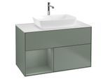 Villeroy und Boch Finion Waschtischunterschrank G771GMGM 100cm, Abdeckplatte white matt, Emotion, Regale Olive matt lacquer, Olive Matt Lacquer
