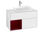 Villeroy und Boch Finion Waschtischunterschrank G771HBGF 100cm, Abdeckplatte white matt, Emotion, Regale Peony matt lacquer, Glossy white lacquer