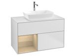 Villeroy und Boch Finion Waschtischunterschrank G771PCMT 100cm, Abdeckplatte white matt, Emotion, Regale Oak Veneer, White matt lacquer