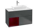 Villeroy und Boch Finion Waschtischunterschrank G771HBHG 100cm, Abdeckplatte white matt, Emotion, Regale Peony matt lacquer, Midnight Blue Matt Lacquer