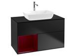 Villeroy und Boch Finion Waschtischunterschrank G772HBPD 100cm, Abdeckplatte black matt, Emotion, Regale Peony matt lacquer, Black matt lacquer