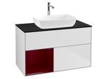 Villeroy und Boch Finion Waschtischunterschrank G772HBMT 100cm, Abdeckplatte black matt, Emotion, Regale Peony matt lacquer, White matt lacquer