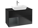 Villeroy und Boch Finion Waschtischunterschrank G772HGPD 100cm, Abdeckplatte black matt, Emotion, Regale Midnight matt lacquer, Black matt lacquer