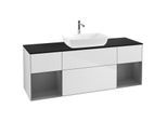 Villeroy und Boch Finion Waschtischunterschrank F862GKMT 160cm, Abdeckplatte black matt, Regale Anthracite matt lacquer, White matt lacquer