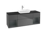 Villeroy und Boch Finion Waschtischunterschrank F862HGGK 160cm, Abdeckplatte black matt, Regale Midnight matt lacquer, Anthracite matt