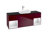 Villeroy und Boch Finion Waschtischunterschrank F862MTHB 160cm, Abdeckplatte black matt, Regale White matt lacquer, Peony Matt