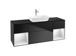 Villeroy und Boch Finion Waschtischunterschrank F862MTPD 160cm, Abdeckplatte black matt, Regale White matt lacquer, Black matt lacquer