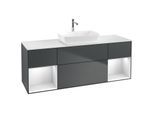 Villeroy und Boch Finion Waschtischunterschrank F861MTHG 160cm, Abdeckplatte white matt, Regale White matt lacquer, Midnight Blue Matt Lacquer