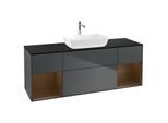 Villeroy und Boch Finion Waschtischunterschrank G862GNHG 160cm, Abdeckplatte black matt, Emotion, Regale Walnut Veneer, Midnight Blue Matt Lacquer