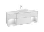 Villeroy und Boch Finion Waschtischunterschrank F861MTMT 160cm, Abdeckplatte white matt, Regale White matt lacquer, White matt lacquer