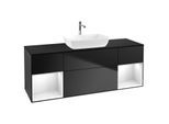 Villeroy und Boch Finion Waschtischunterschrank G862GFPD 160cm, Abdeckplatte black matt, Emotion, Regale Glossy white lacquer, Black matt lacquer