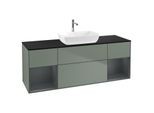 Villeroy und Boch Finion Waschtischunterschrank G862HGGM 160cm, Abdeckplatte black matt, Emotion, Regale Midnight matt lacquer, Olive Matt Lacquer