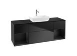 Villeroy und Boch Finion Waschtischunterschrank G862PDPD 160cm, Abdeckplatte black matt, Emotion, Regale Black matt lacquer, Black matt lacquer