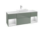 Villeroy und Boch Finion Waschtischunterschrank G861MTGM 160cm, Abdeckplatte white matt, Emotion, Regale White matt lacquer, Olive Matt Lacquer