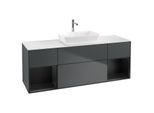 Villeroy und Boch Finion Waschtischunterschrank G861PDHG 160cm, Abdeckplatte white matt, Emotion, Regale Black matt lacquer, Midnight Blue Matt Lacquer