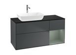 Villeroy und Boch Finion Waschtischunterschrank F812GMHG 120cm, Abdeckplatte black matt, Regale Olive matt lacquer, Midnight Blue Matt Lacquer