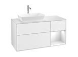 Villeroy und Boch Finion Waschtischunterschrank F811GFGF 120cm, Abdeckplatte white matt, Regale Glossy white lacquer, Glossy white lacquer