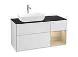 Villeroy und Boch Finion Waschtischunterschrank F812PCMT 120cm, Abdeckplatte black matt, Regale Oak Veneer, White matt lacquer