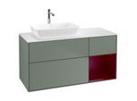 Villeroy und Boch Finion Waschtischunterschrank F811HBGM 120cm, Abdeckplatte white matt, Regale Peony matt lacquer, Olive Matt Lacquer